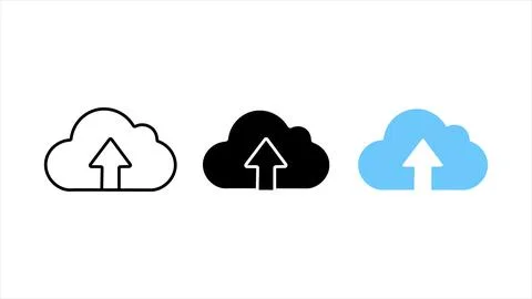 Cloud upload icon set outline solid and color vector illustration 스톡 일러스트