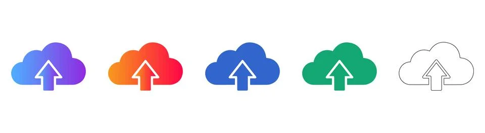 Cloud Upload Icon Set in Various Styles Stock Illustration