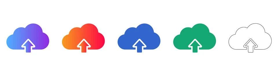 Cloud Upload Icon Set for Web and Tech Stock Illustration