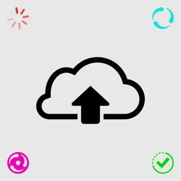 Cloud upload icon stock vector illustration flat design 스톡 일러스트
