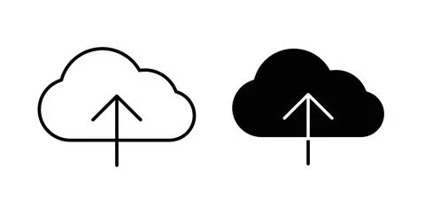 Cloud upload icon symbol, outline icons Illustrazione stock
