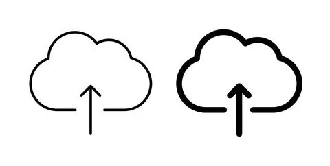 Cloud upload icon symbol. Vector illustration pack in black color. Illustrazione stock