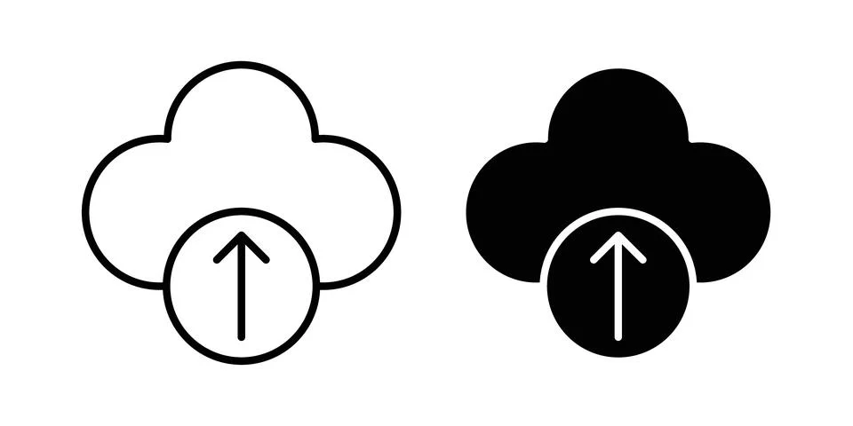 Cloud upload icon thin line and clipart style vector set Stockillustratie