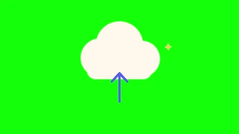 Cloud Upload Icon with Upward Arrow on Green Screen Stock Footage 348633265