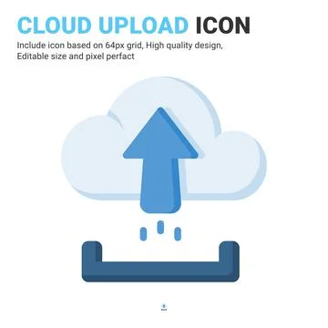 Cloud upload icon vector with flat color style isolated on white background Stock Illustration