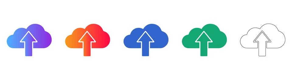Cloud Upload Icons Collection Stock Illustration