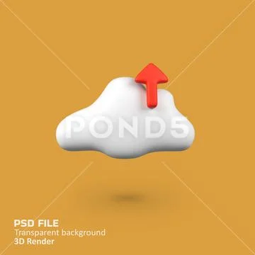 Cloud upload isolated 3d render icon illustration PSD Template