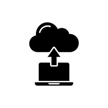 Cloud Upload with Laptop Remote Work Icon Stock Illustration
