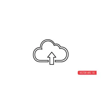 Cloud upload line icon symbol for data and networking Stock Illustration