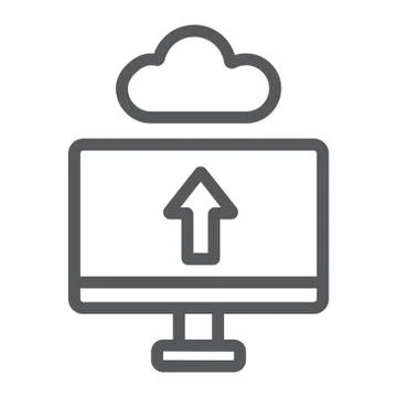 Cloud upload line icon, technology and system, data transfering sign, vector Stock Illustration