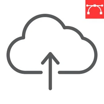 Cloud upload line icon, ui and button, computing sign vector graphics, editable Illustrazione stock