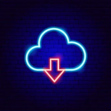 Cloud Upload Neon Sign Stock Illustration