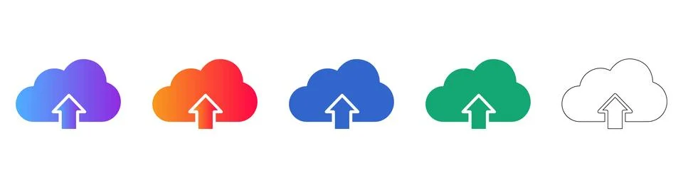 Cloud Upload Network Icon Set Illustrazione stock