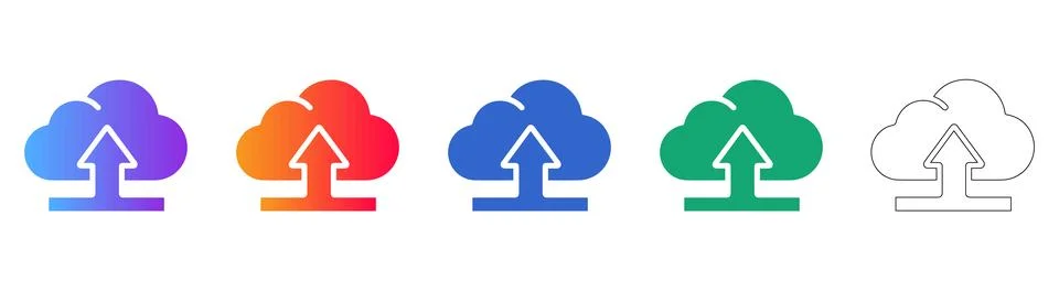 Cloud Upload Network Symbols 스톡 일러스트