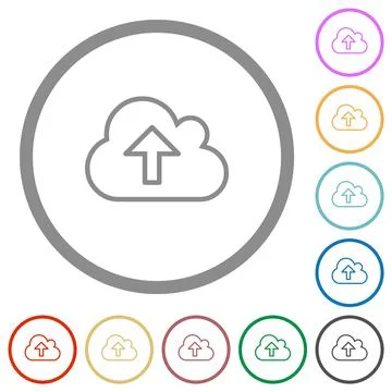 Cloud upload outline flat icons with outlines Stock Illustration