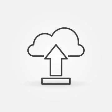 Cloud Upload outline icon. Vector Cloud with Arrow sign Illustrazione stock