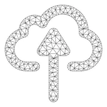 Cloud Upload Polygonal Frame Vector Mesh Illustration Illustrazione stock