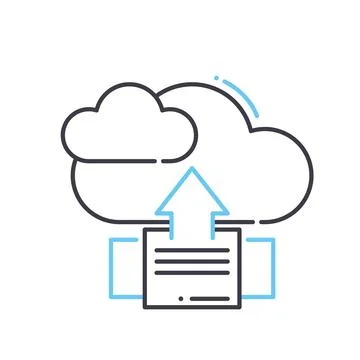 Cloud upload process line icon, outline symbol, vector illustration, concept 스톡 일러스트