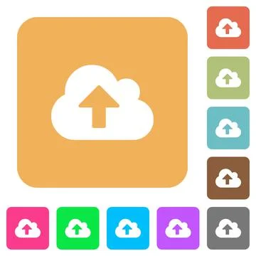 Cloud upload rounded square flat icons 스톡 일러스트