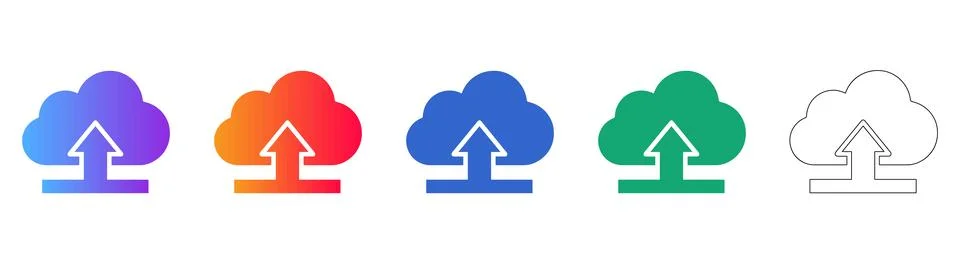 Cloud Upload Service Icon Collection Illustrazione stock
