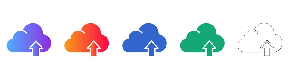 Cloud Upload Service Icon Collection 库存插图