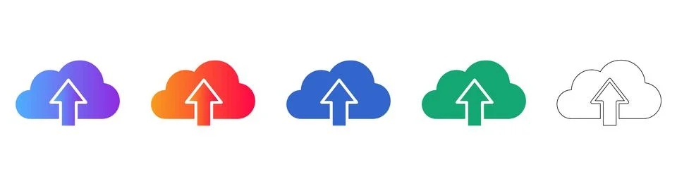 Cloud Upload Service Icon Set Stock Illustration