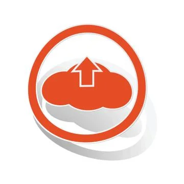 Cloud upload sign sticker, orange Stock Illustration