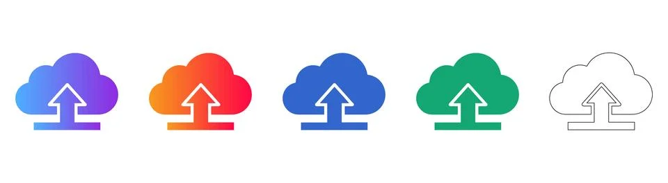 Cloud Upload Sync Data Icons Stock Illustration