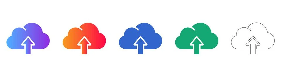 Cloud Upload Sync Icon Set Stock Illustration
