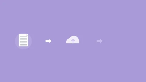 Cloud Upload Workflow with Document and Checkmark - Violet 스톡 동영상 341489105