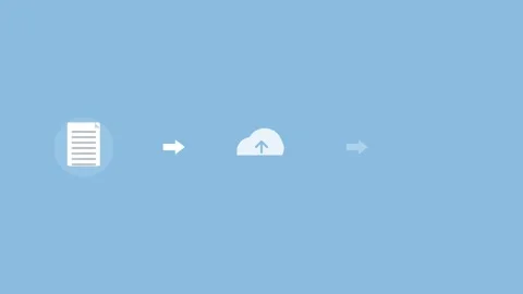 Cloud Upload Workflow with Document and Checkmark - Sky 스톡 동영상 341489111