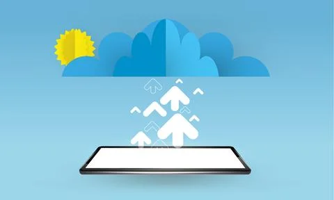 Cloud uploading concept, vector 3d illustration 스톡 일러스트