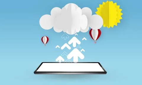 Cloud uploading concept, vector 3d illustration 스톡 일러스트