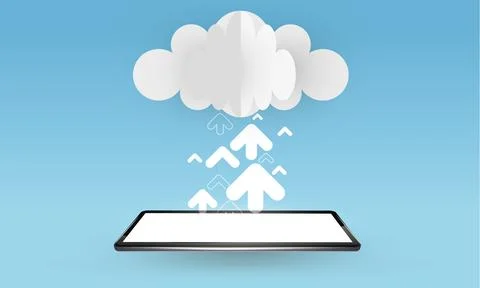Cloud uploading concept, vector 3d illustration Stock Illustration
