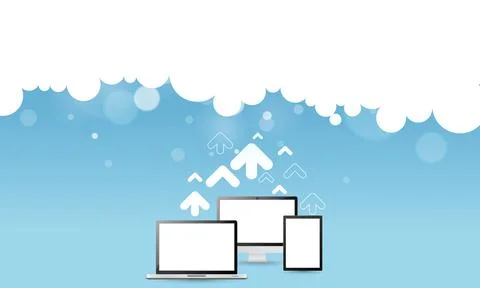 Cloud uploading concept, vector 3d illustration Stockillustratie