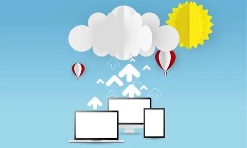Cloud uploading concept, vector 3d illustration イラスト素材