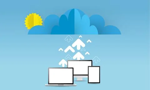 Cloud uploading concept, vector 3d illustration 스톡 일러스트