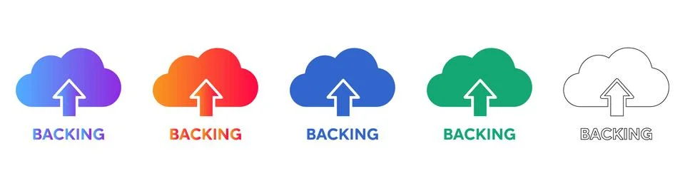 Cloud Uploading Icons Set for Web Services Stock Illustration