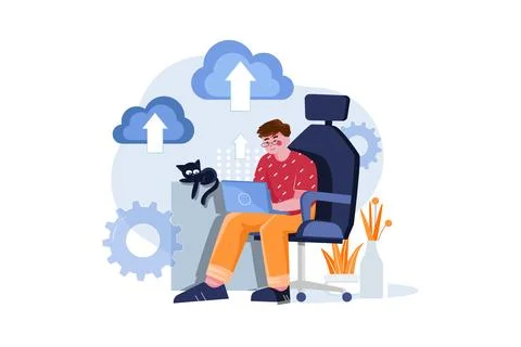 Cloud Uploading Stock Illustration