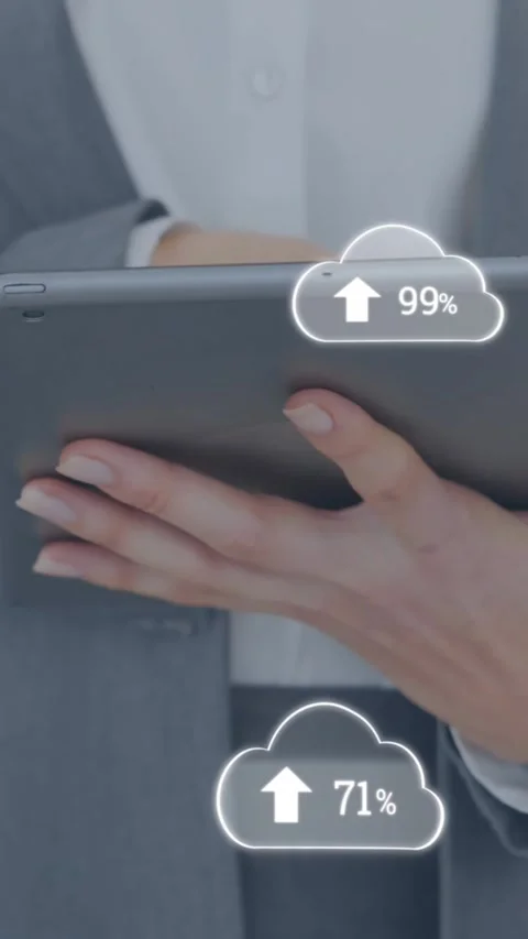 Cloud uploading using tablet 4k Stock Footage 324785771