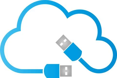 Cloud, usb plug, cloud computing, data, logo Stock Illustration
