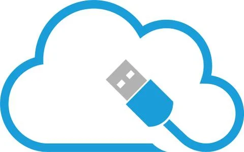 Cloud, USB plug, internet, data, logo Stock Illustration