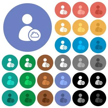 Cloud user account management round flat multi colored icons Illustrazione stock