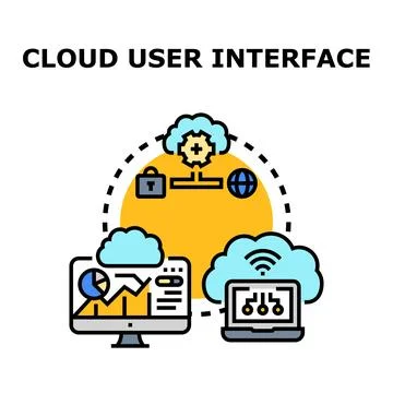 Cloud user interface accessing digital data and network Stock Illustration