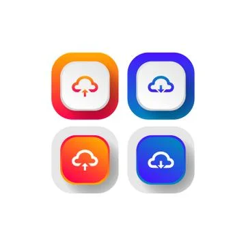 Cloud user interface icon button upload and download design template Stock Illustration