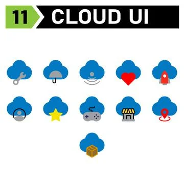 Cloud user interface icon set include repair, tools, cloud, user interface, c Illustrazione stock