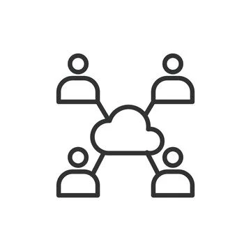 Cloud users, icon in line design. Cloud, users, online, connection, network Stock Illustration