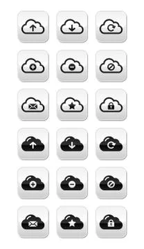 Cloud vector buttons set for web Illustrazione stock