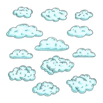 Cloud. Vector color hand drawn vintage engraving illustration Stock Illustration