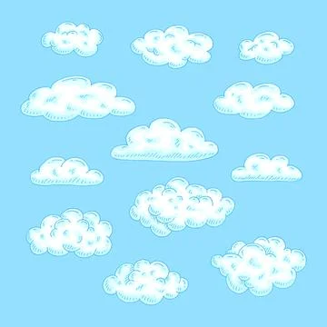 Cloud. Vector color hand drawn vintage engraving illustration Stock Illustration